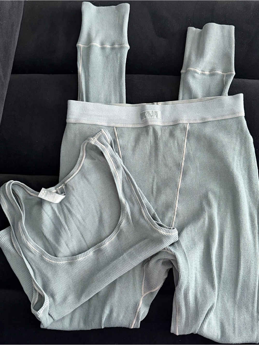 SKIMS Ribbed top & High-Waist Bottoms - Sage